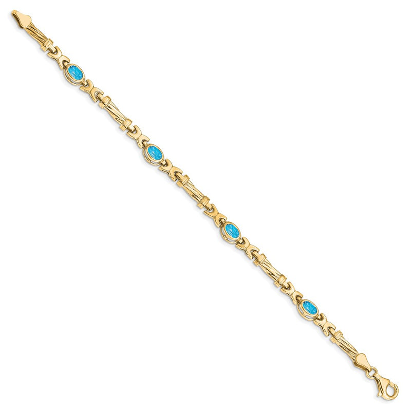 10K Yellow Gold Blue Topaz 4 Stone Bracelet