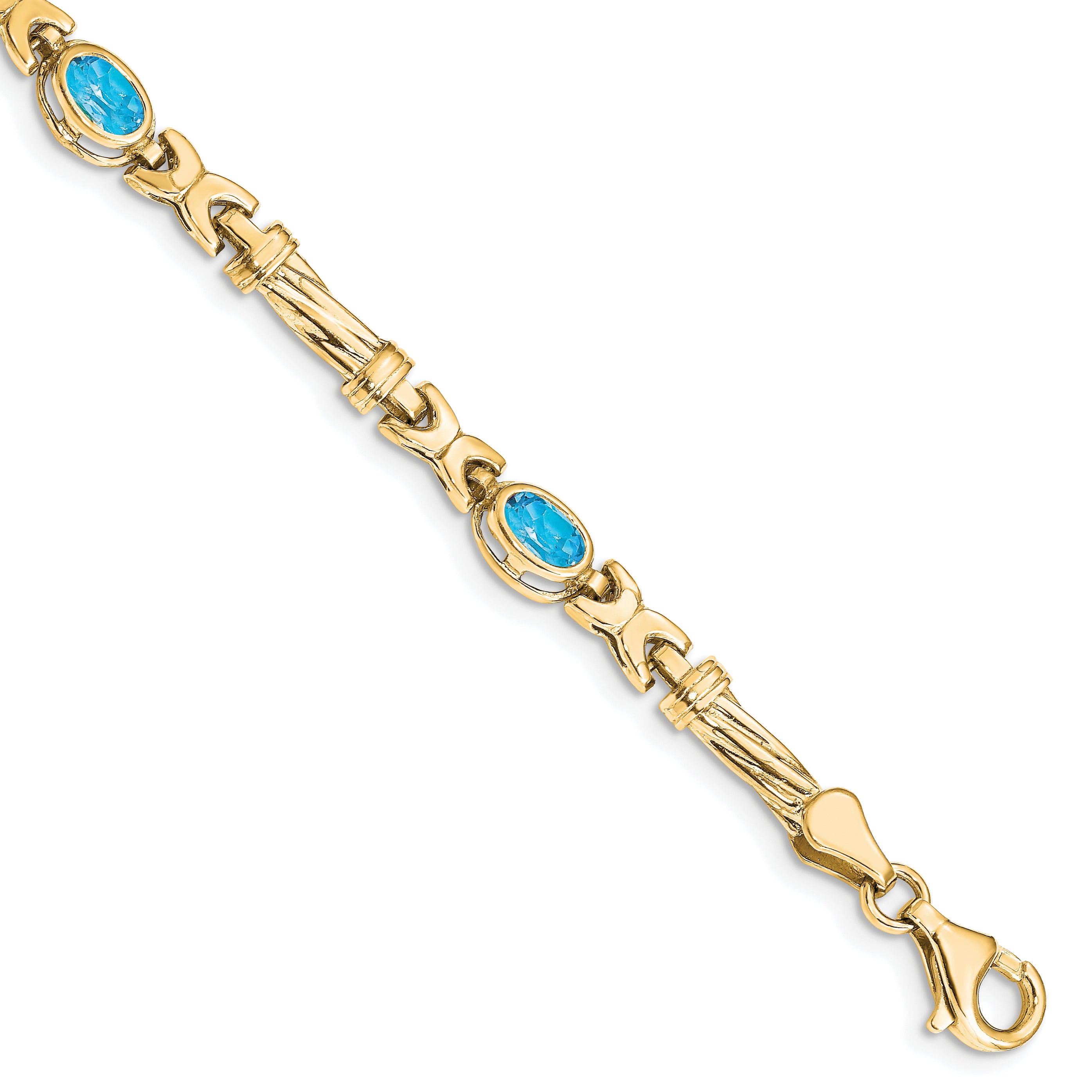 10K Yellow Gold Blue Topaz 4 Stone Bracelet