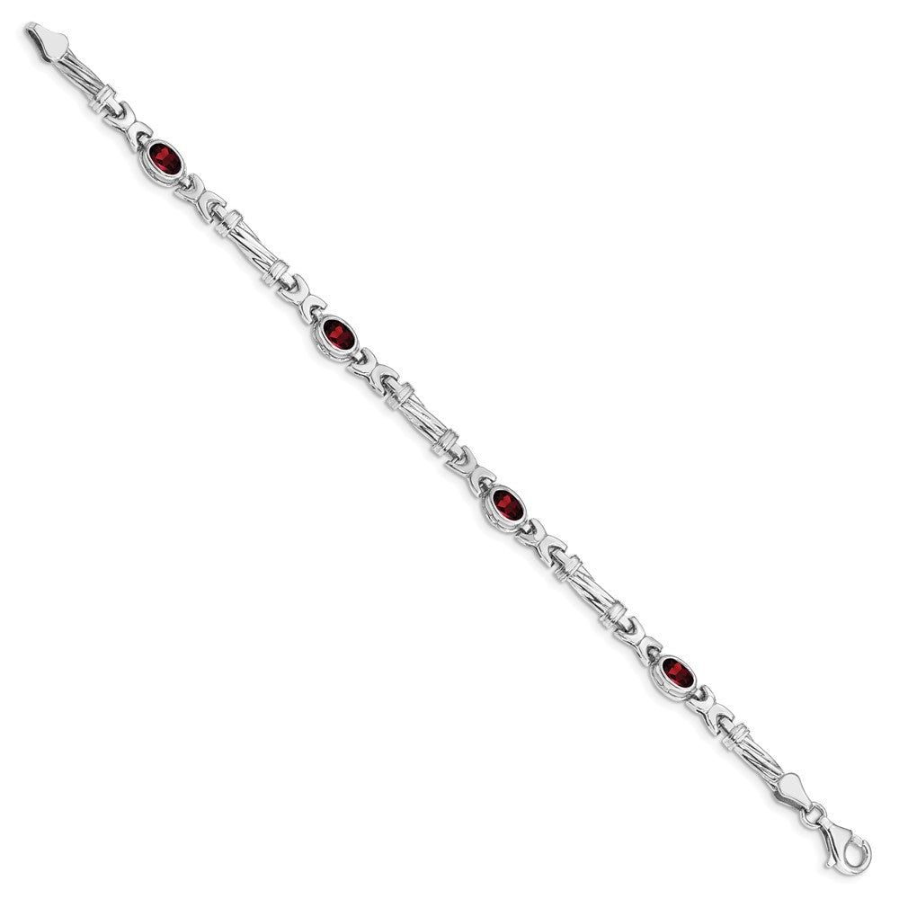 10K White Gold Garnet 4 Stone Bracelet