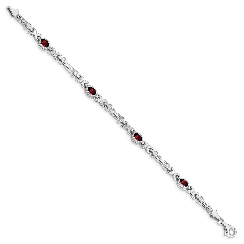 10K White Gold Garnet 4 Stone Bracelet