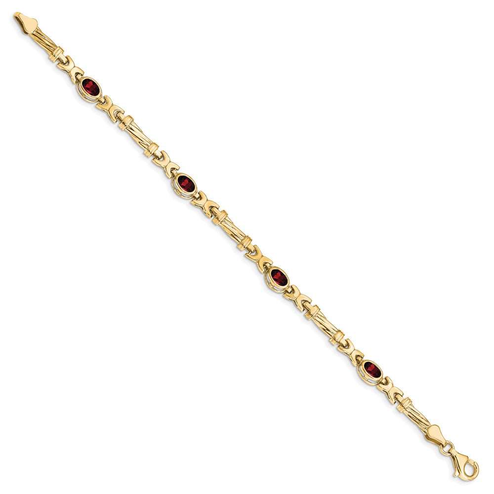 10K Yellow Gold Garnet 4 Stone Bracelet