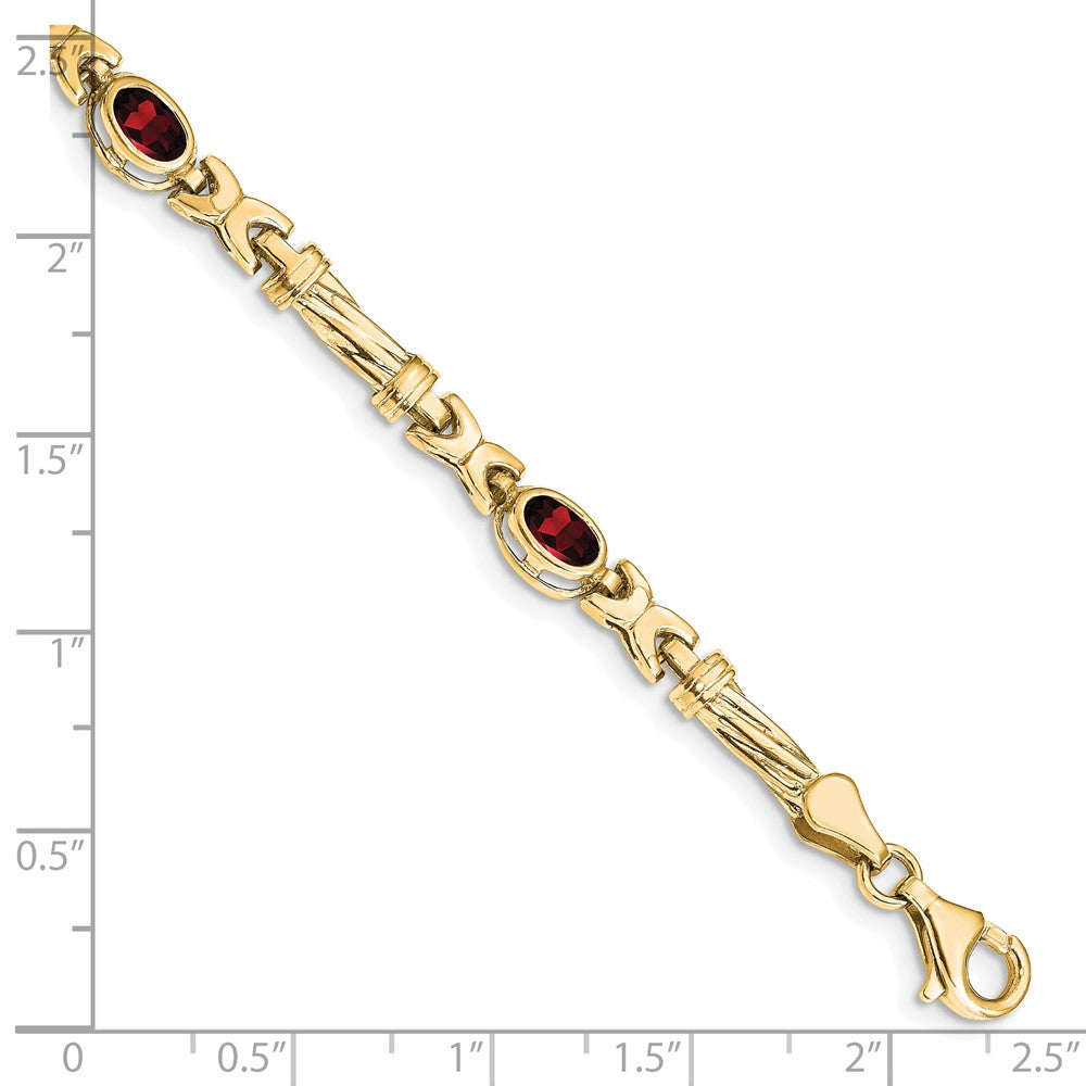 10K Yellow Gold Garnet 4 Stone Bracelet