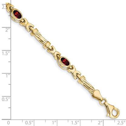 10K Yellow Gold Garnet 4 Stone Bracelet