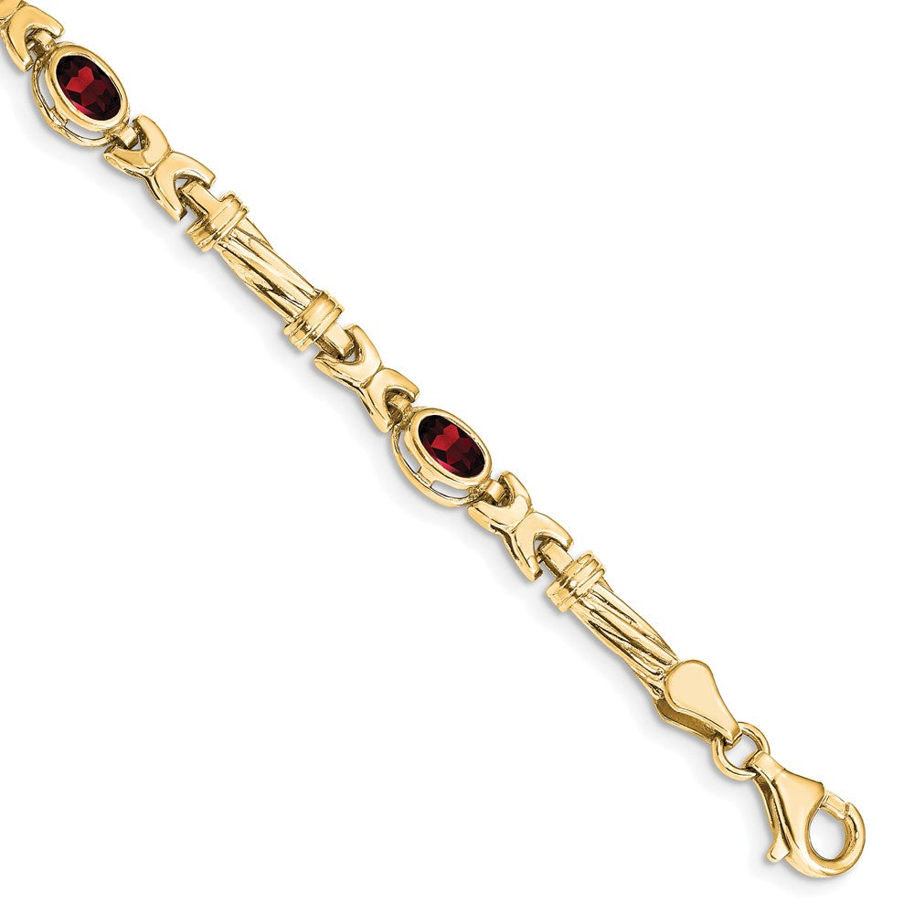 10K Yellow Gold Garnet 4 Stone Bracelet