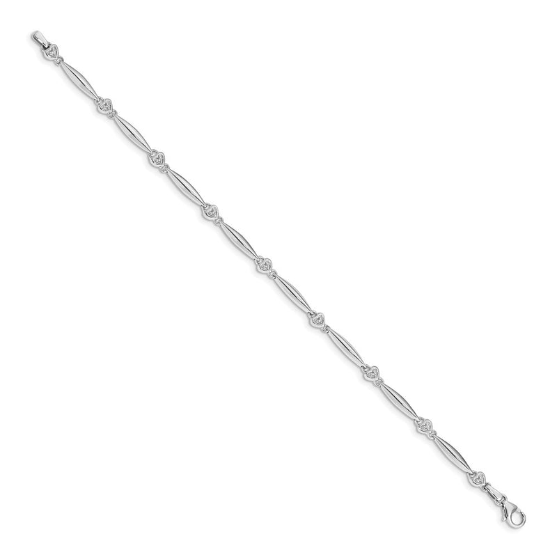 10K White Gold Diamond Heart Bracelet