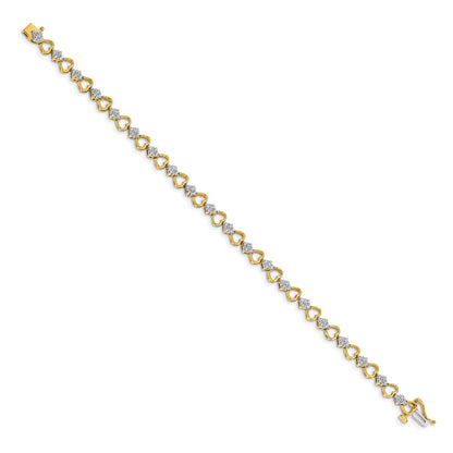 14k Yellow Gold 1 Ct. Lab Grown Diamond VS/SI+ G+ 7.5 inch Heart Link Bracelet