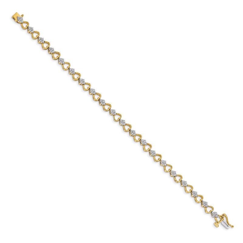 14k Yellow Gold 1 Ct. Lab Grown Diamond VS/SI+ G+ 7.5 inch Heart Link Bracelet