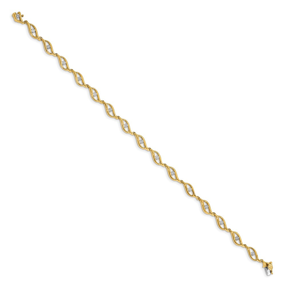 10K Yellow Gold Diamond 7.5In Link Bracelet