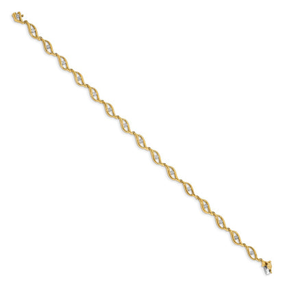 10K Yellow Gold Diamond 7.5In Link Bracelet