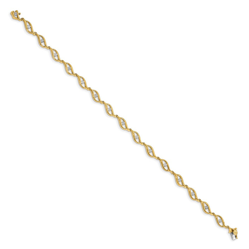 10K Yellow Gold Diamond 7.5In Link Bracelet