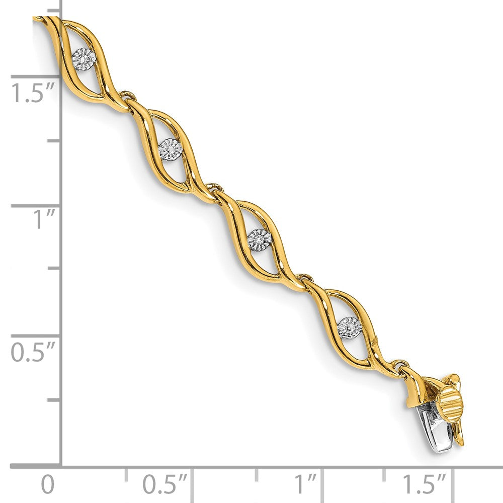 10K Yellow Gold Diamond 7.5In Link Bracelet
