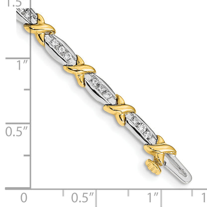 14k Two-Tone 1 Ct. Lab Grown Diamond VS/SI+ G+ 6.5 inch Tennis Bracelet