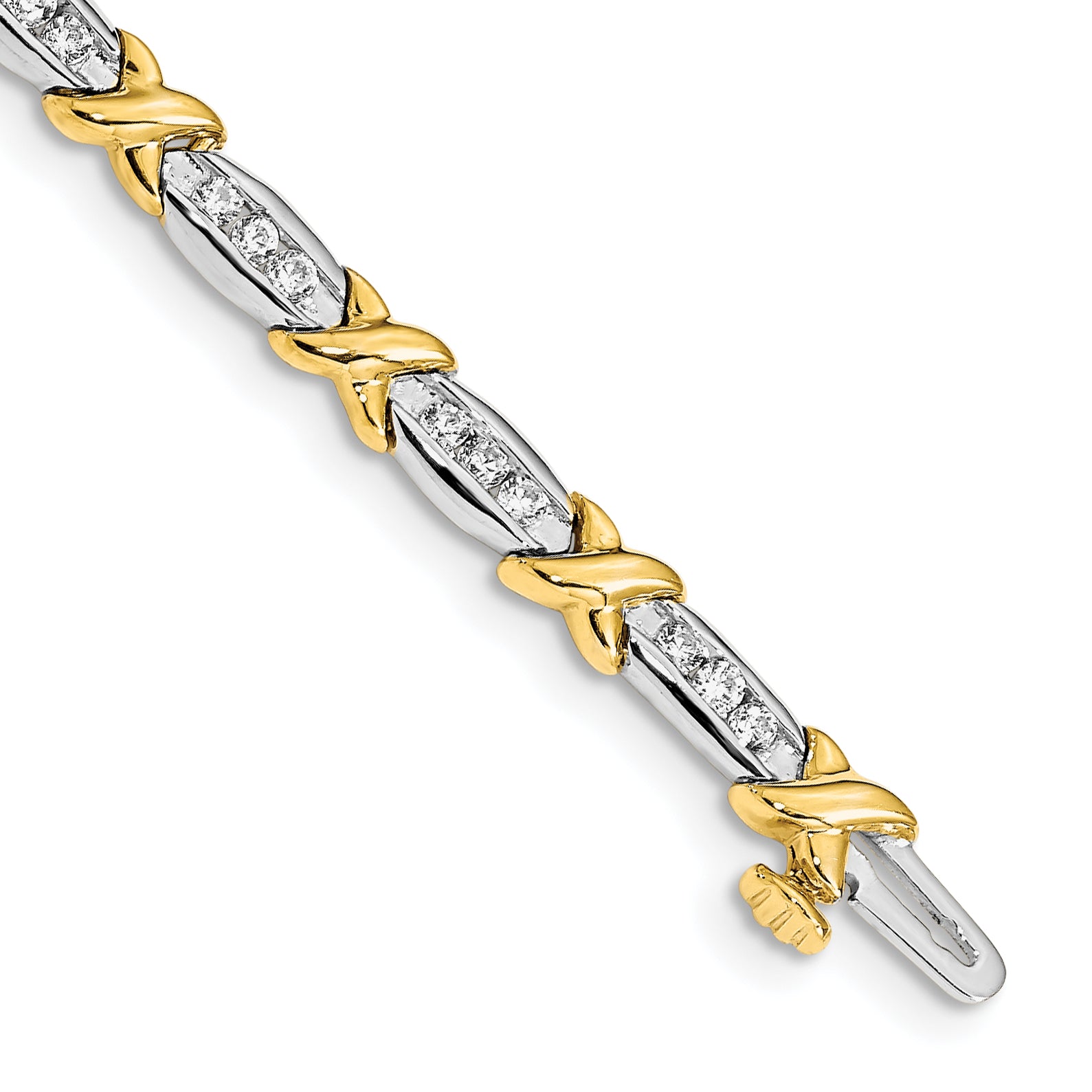 14k Two-Tone 1 Ct. Lab Grown Diamond VS/SI+ G+ 6.5 inch Tennis Bracelet