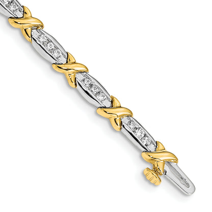 14k Two-Tone 1 Ct. Lab Grown Diamond VS/SI+ G+ 6.5 inch Tennis Bracelet