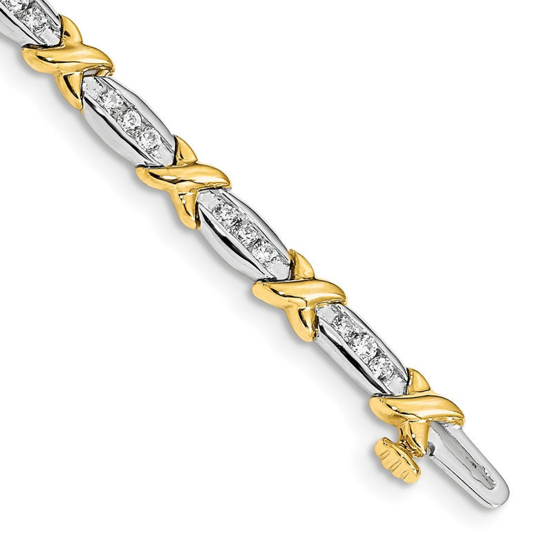 14k Two-Tone 1 Ct. Lab Grown Diamond VS/SI+ G+ 6.5 inch Tennis Bracelet