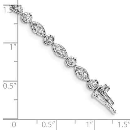 14k White Gold 3/4 Ct. Lab Grown Diamond VS/SI+ G+ 7 inch Fancy Bracelet