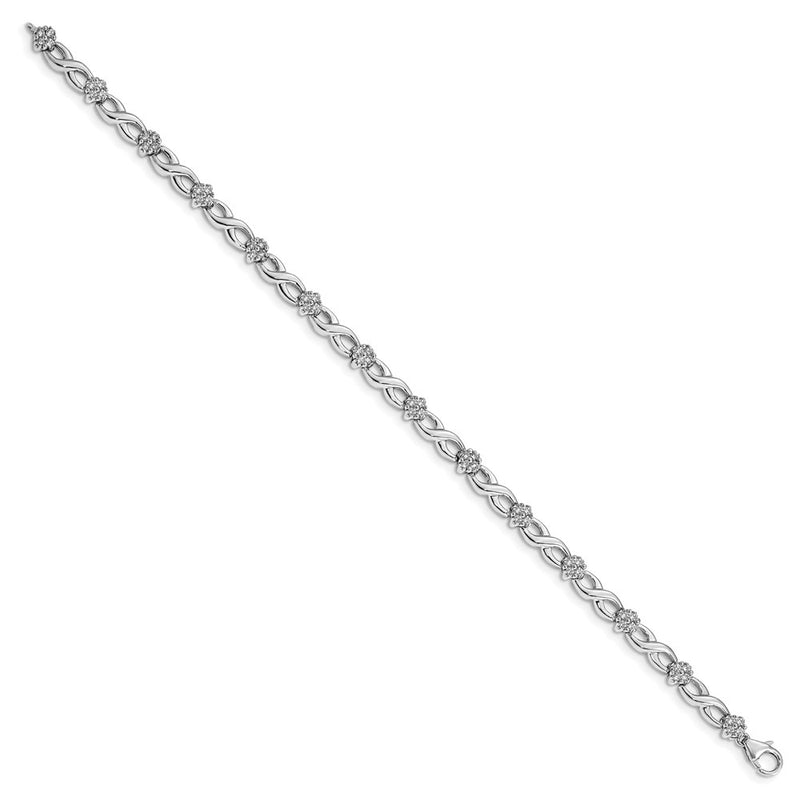 14k White Gold 1 Ct. Lab Grown Diamond VS/SI+ G+ 7 inch Flower Infinity Bracelet