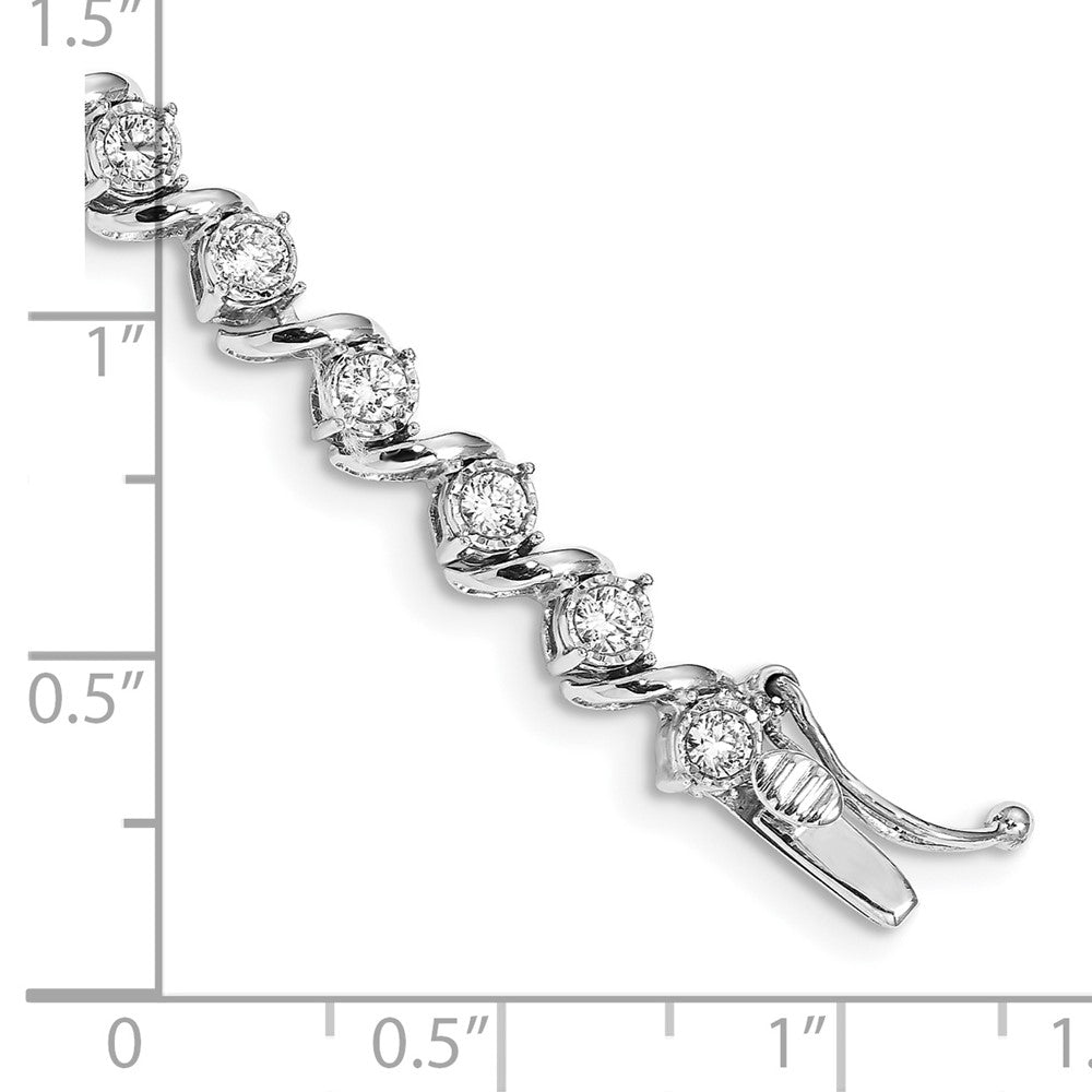 14k White Gold 2 Ct. Lab Grown Diamond VS/SI+ G+ 7.25 inch Fancy Tennis Bracelet