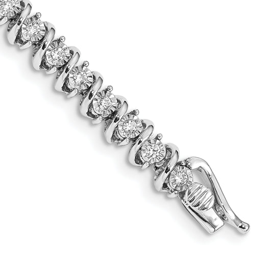 14k White Gold 1 Ct. Lab Grown Diamond VS/SI+ G+ 7.25 inch Fancy Tennis Bracelet