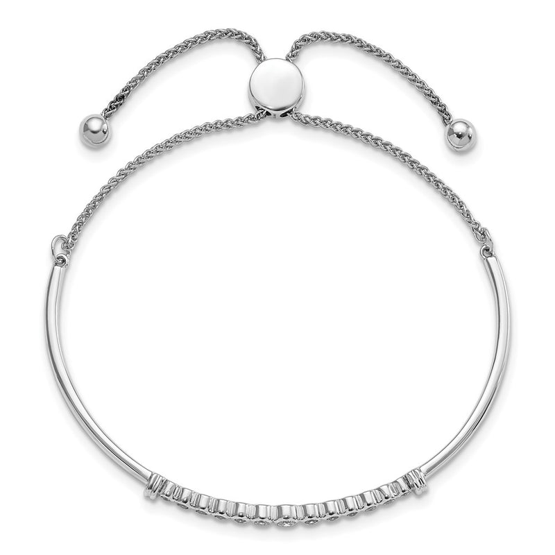 14k White Gold 1/5 Ct. Lab Grown Diamond VS/SI+ G+ Complete Adjustable Bolo Bracelet