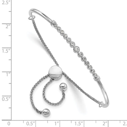 14k White Gold 1/5 Ct. Lab Grown Diamond VS/SI+ G+ Complete Adjustable Bolo Bracelet