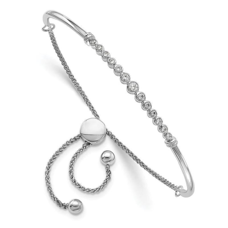 14k White Gold 1/5 Ct. Lab Grown Diamond VS/SI+ G+ Complete Adjustable Bolo Bracelet