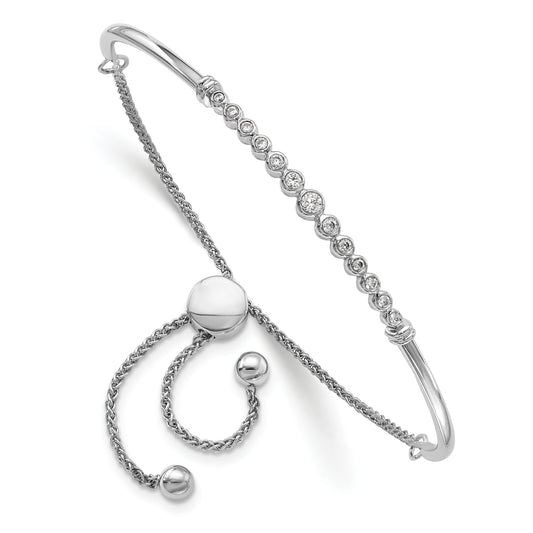 14k White Gold 1/5 Ct. Lab Grown Diamond VS/SI+ G+ Adjustable Bolo Bracelet