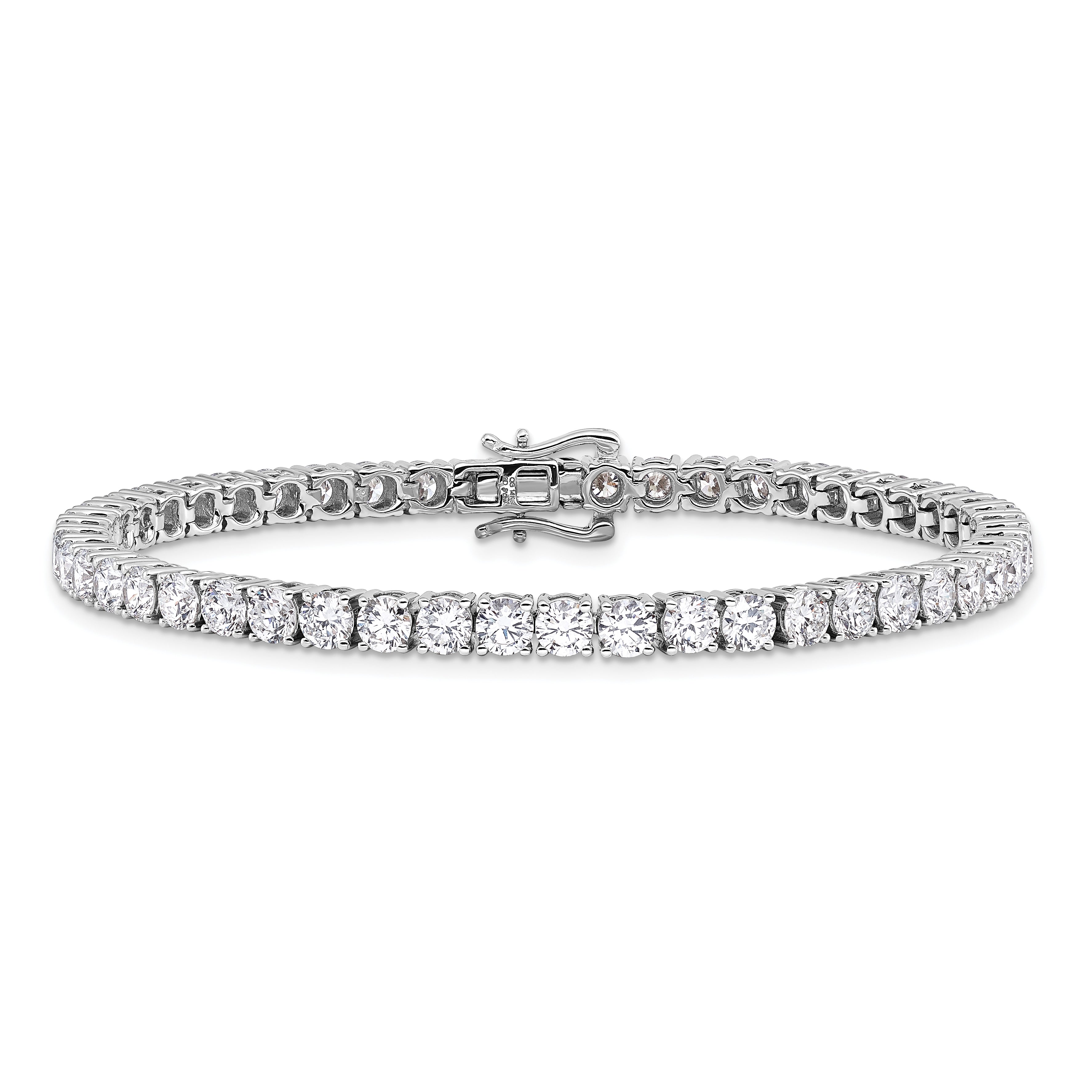 14k White Gold 8 Ct. Lab Grown Diamond VS/SI+ G+ Round Tennis Bracelet