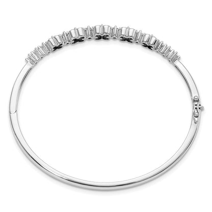 14K White Gold Lab Grown Diamond VS/SI+ G+ Created.Emerald Bangle Bracele