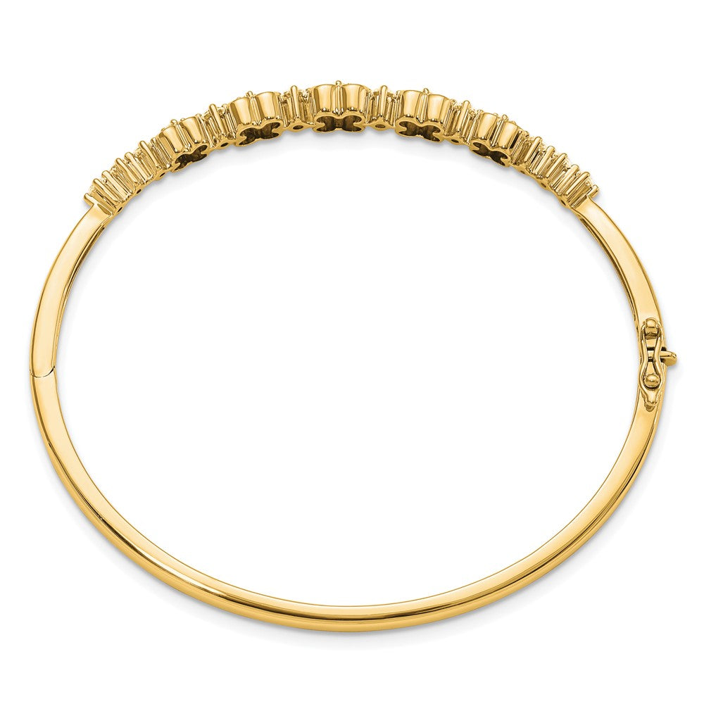 14k Yellow Gold Lab Grown Diamond VS/SI FGH Created.Emerald Bangle Bracelet