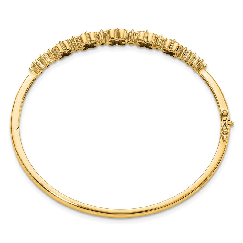 14k Yellow Gold Lab Grown Diamond VS/SI FGH Created.Emerald Bangle Bracelet