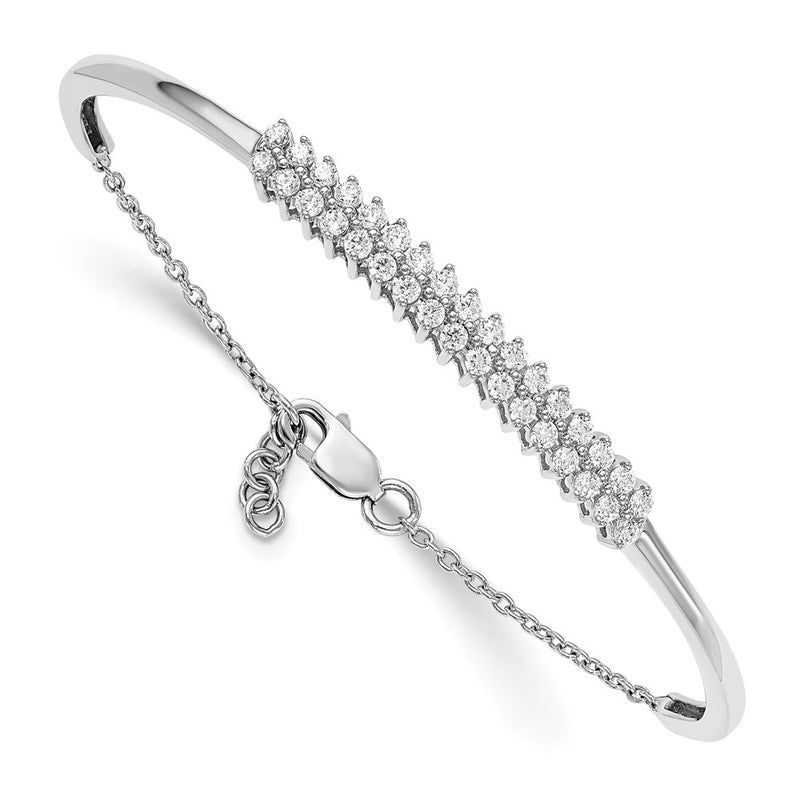 14k White Gold 1 Ct. Lab Grown Diamond VS/SI+ G+ with a .5 inch extention Bangle Bracelet