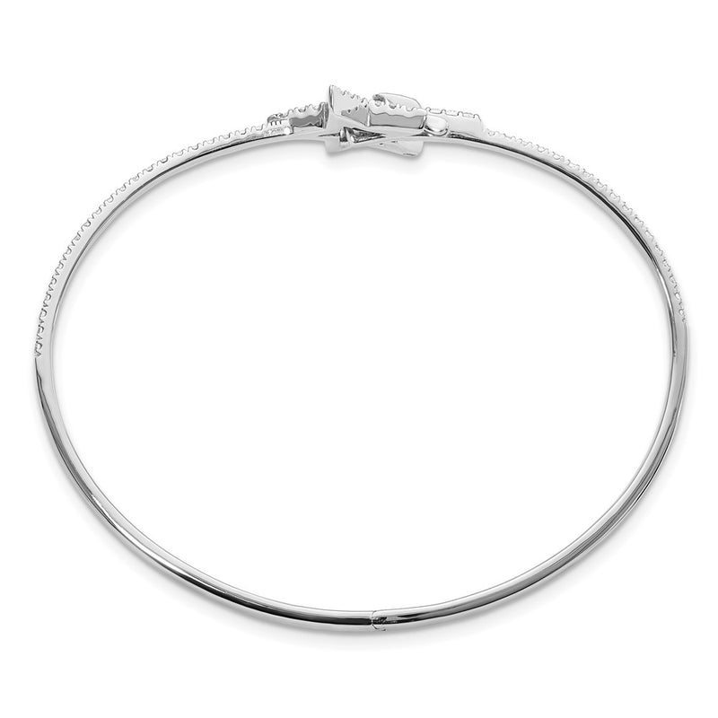 14k White Gold 7/8 Ct. Lab Grown Diamond VS/SI+ G+ Star Hinged Bangle Bracelet