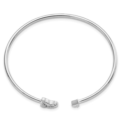 14k White Gold 1/5 Ct. Lab Grown Diamond VS/SI+ G+ Celtic Knot Cuff Flexible Bangle Bracelet