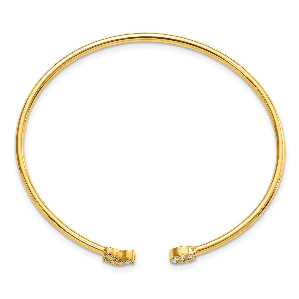 14k Yellow Gold 1/5 Ct. Lab Grown Diamond VS/SI+ G+ X and O Cuff Flexible Bangle Bracelet