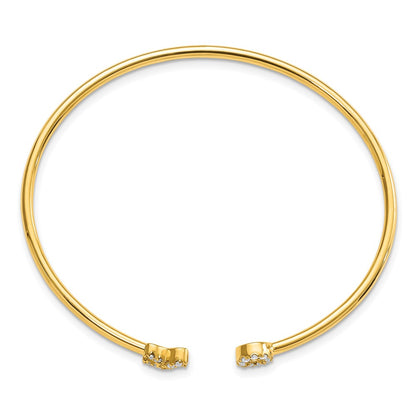 14k Yellow Gold 1/5 Ct. Lab Grown Diamond VS/SI+ G+ X and O Cuff Flexible Bangle Bracelet