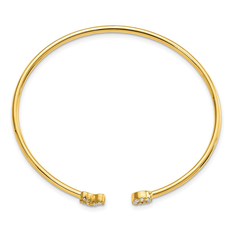 14k Yellow Gold 1/5 Ct. Lab Grown Diamond VS/SI+ G+ X and O Cuff Flexible Bangle Bracelet