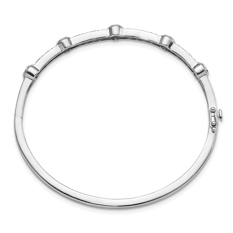 14K White Gold True Origin 1 Carat Lab Grown Diamond Vs D E F Large 8 Inch Fancy Bangle