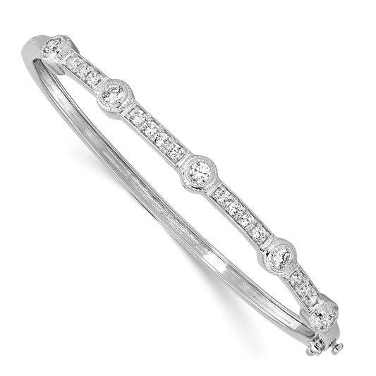 14K White Gold True Origin 1 Carat Lab Grown Diamond Vs D E F Small 6.25 Inch Fancy Bangle