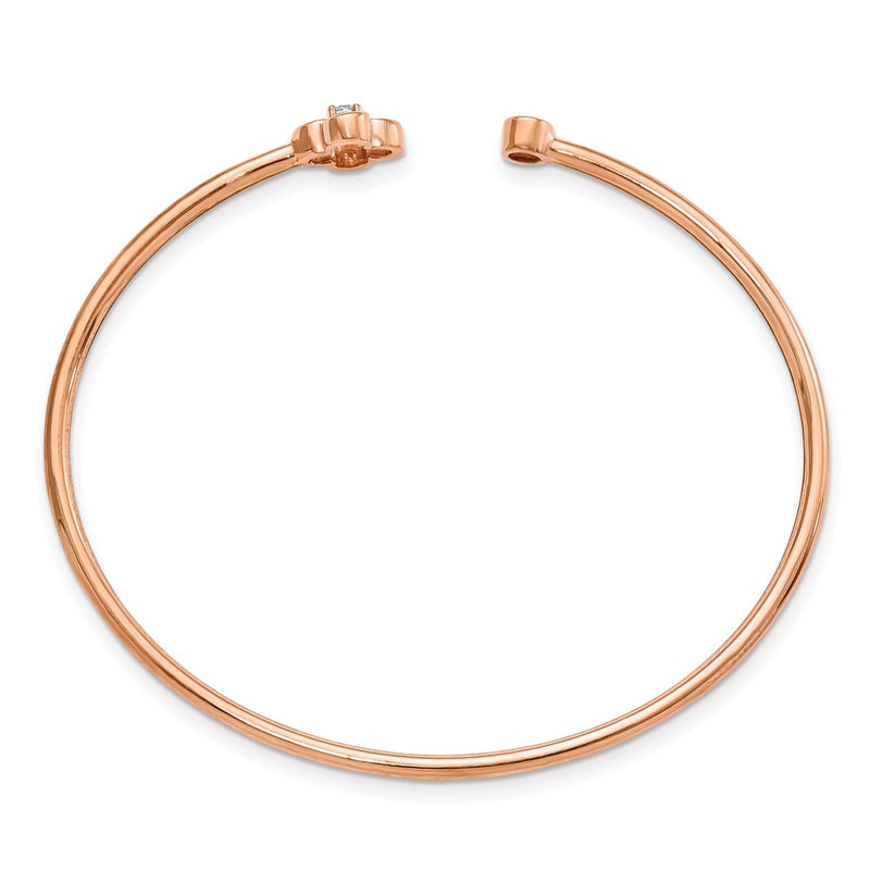 14k Rose Gold 1/6 Ct. Lab Grown Diamond VS/SI+ G+ Floral Flexible Bangle Bracelet