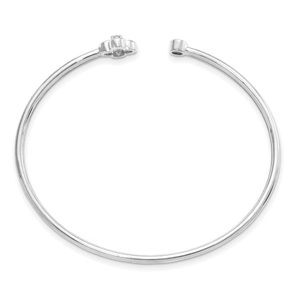 14k White Gold 1/6 Ct. Lab Grown Diamond VS/SI+ G+ Floral Flexible Bangle Bracelet