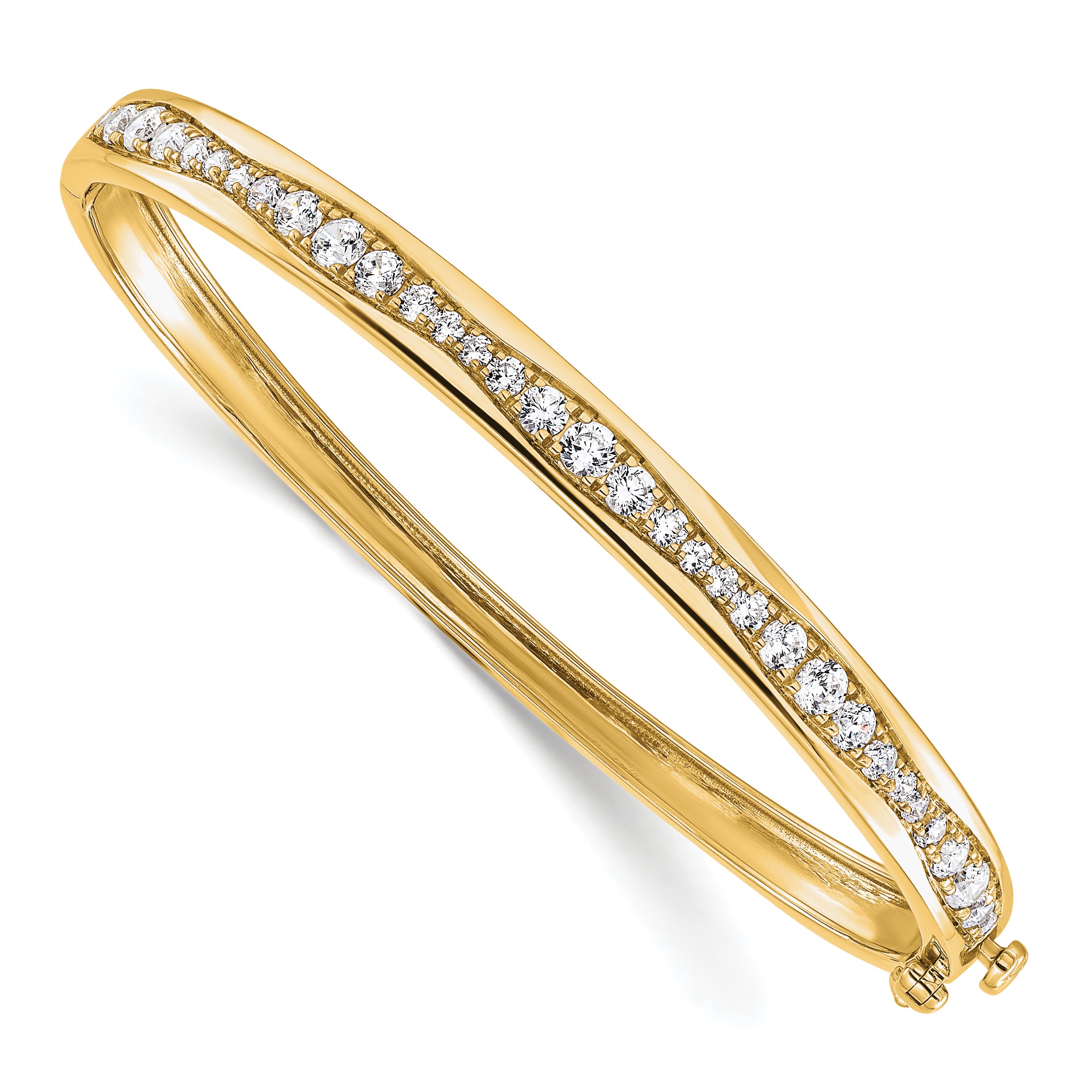 14K Yellow Gold True Origin 1 5/8 Carat Lab Grown Diamond Vs D E F 6.75 Inch Bangle