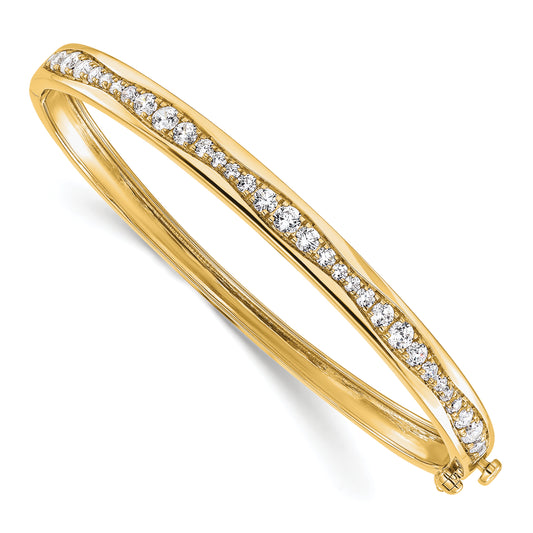 14K Yellow Gold True Origin 1 5/8 Carat Lab Grown Diamond Vs D E F 6.75 Inch Bangle