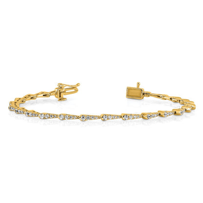 14K Yellow Gold True Origin 1/2 Carat Lab Grown Diamond Vs D E F 7 Inch Fancy Bracelet