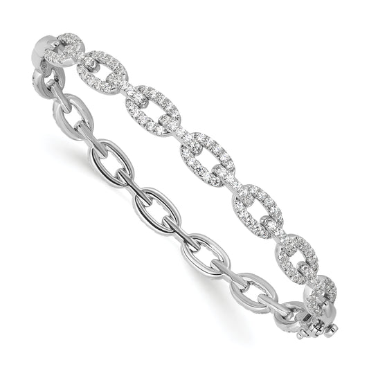 14K White Gold True Origin 2 1/6 Carat Lab Grown Diamond Vs Def 7 Inch Link Bangle