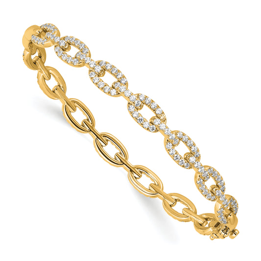 14K Yellow Gold True Origin 2 1/6 Carat Lab Grown Diamond Vs D E F 7 Inch Link Bangle