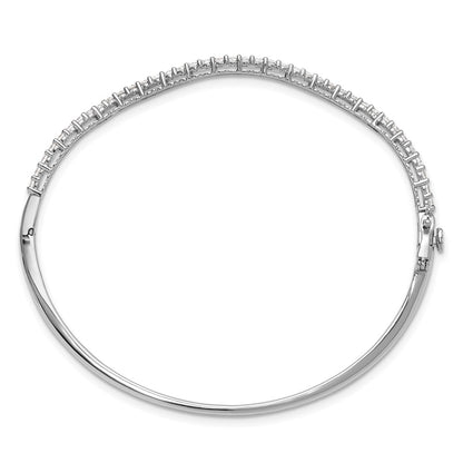 14K White Gold True Origin 1 Carat Lab Grown Diamond Vs D E F 6.75 Inch Fancy Wavy Bangle