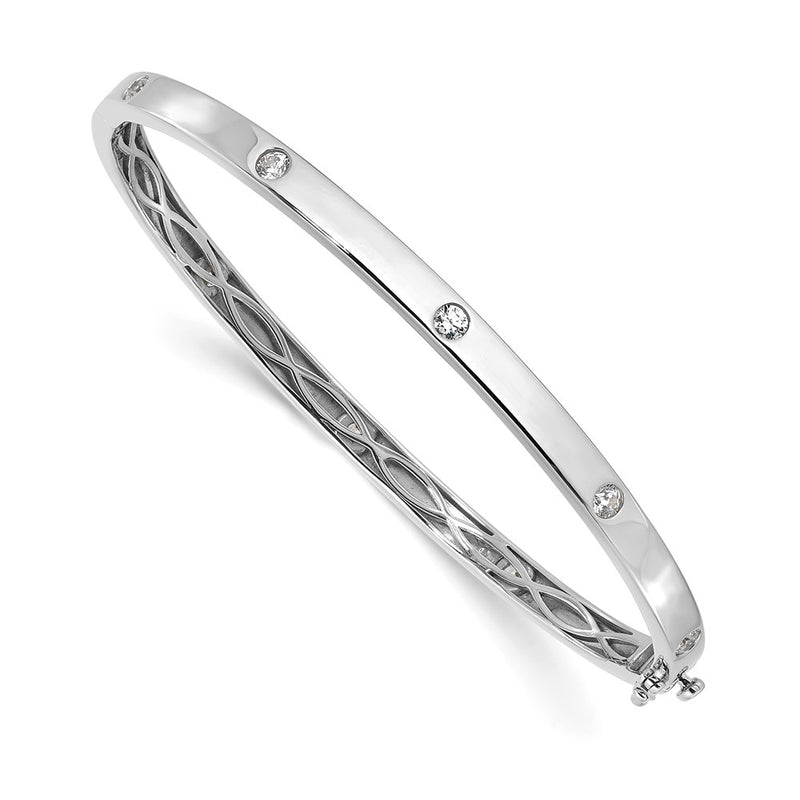 14K White Gold True Origin 3/4 Carat Lab Grown Diamond Vs D E F 6.75 Inch Bangle