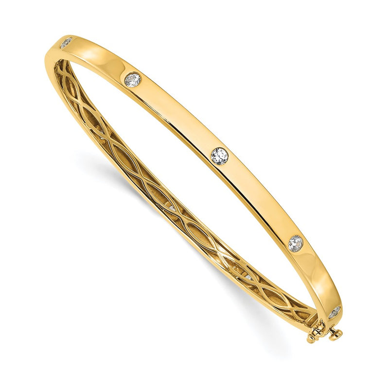 14K Yellow Gold True Origin 3/4 Carat Lab Grown Diamond Vs D E F 6.75 Inch Bangle