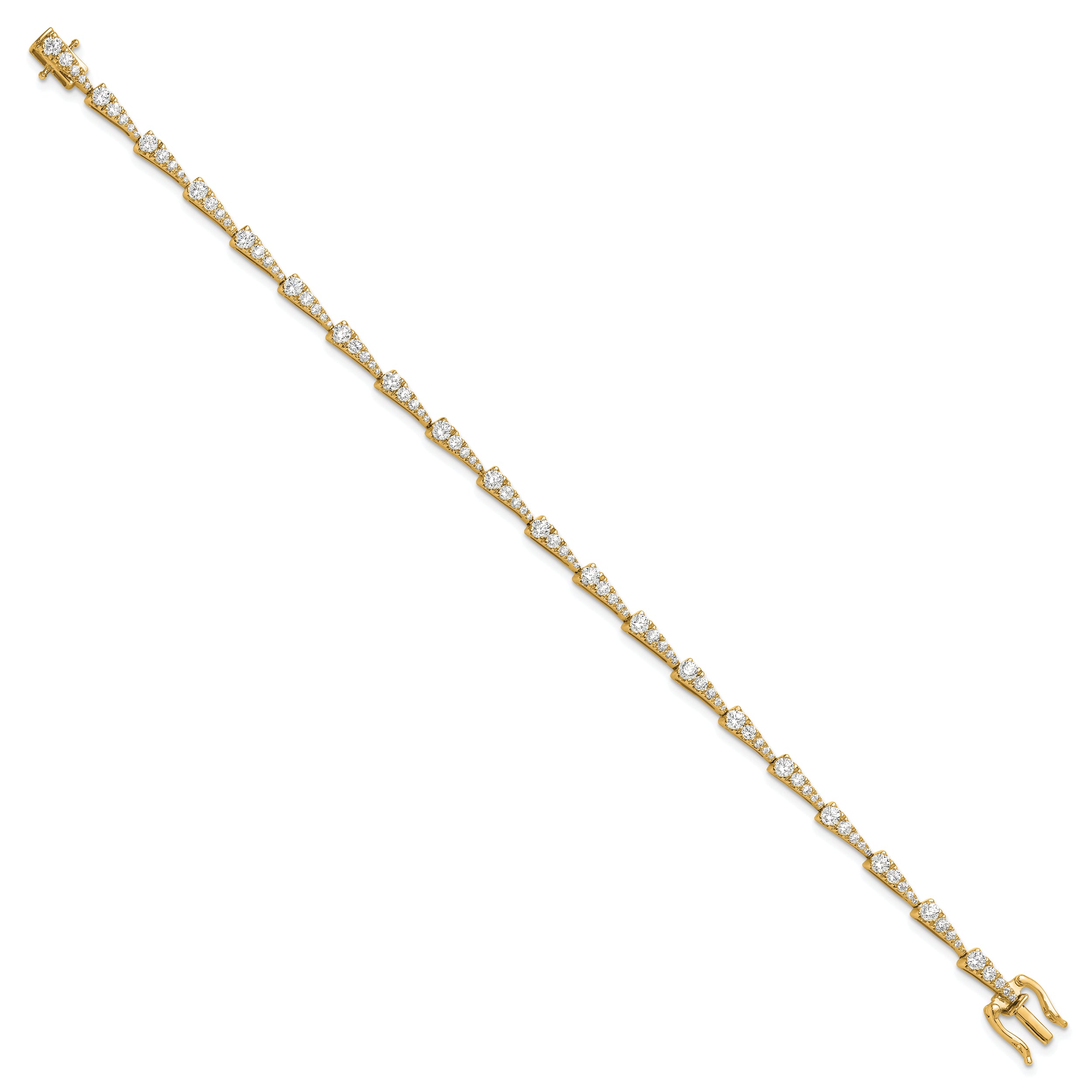 14K Yellow Gold True Origin 2 1/5 Carat Lab Grown Diamond Vs D E F 7 Inch Fancy Bracelet